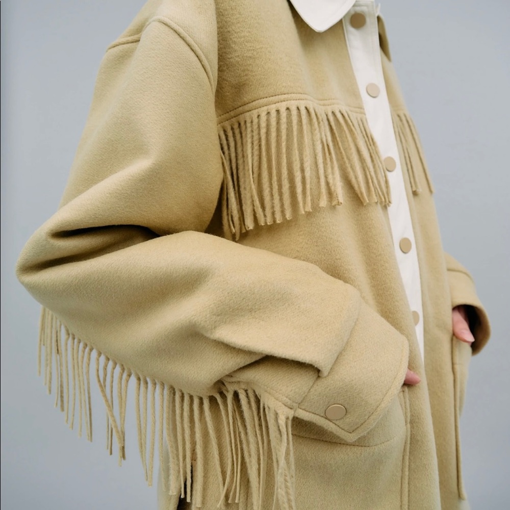 Oversized Wool fringe jacket